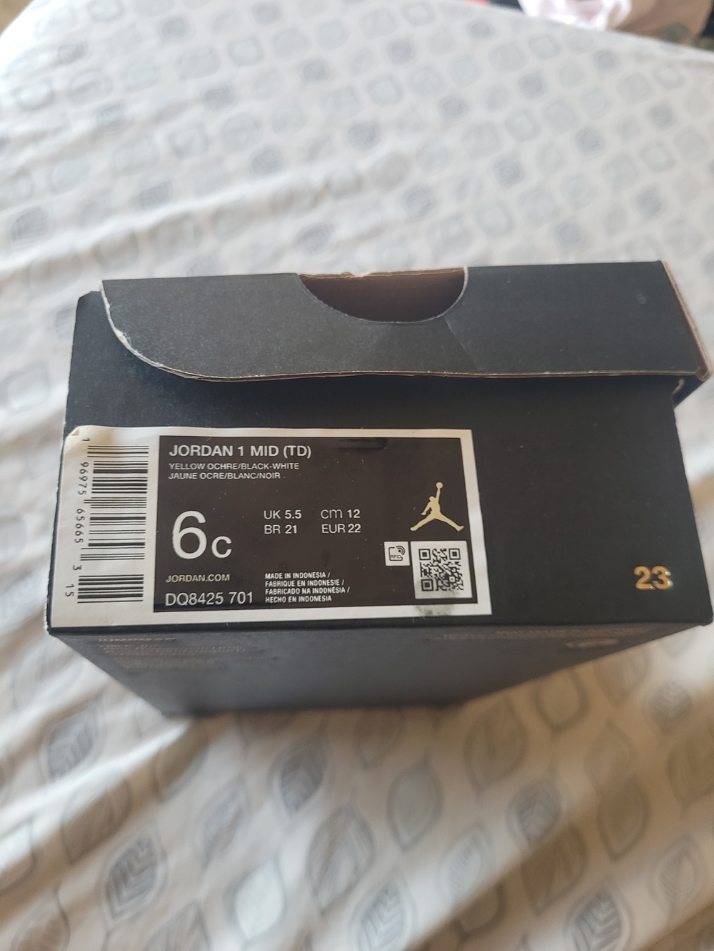 Nike Jordan 1 Mid (TD) Yellow/Black/White Toddler Shoes - Size 6C